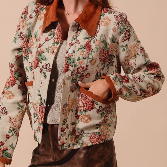 SO ME Floral Tapestry Button Up Jacket - Picture 7 of 11